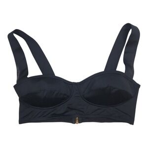 Kate Spade Black Bustier Balconette Bikini Top Zip Back Sz Large S19040